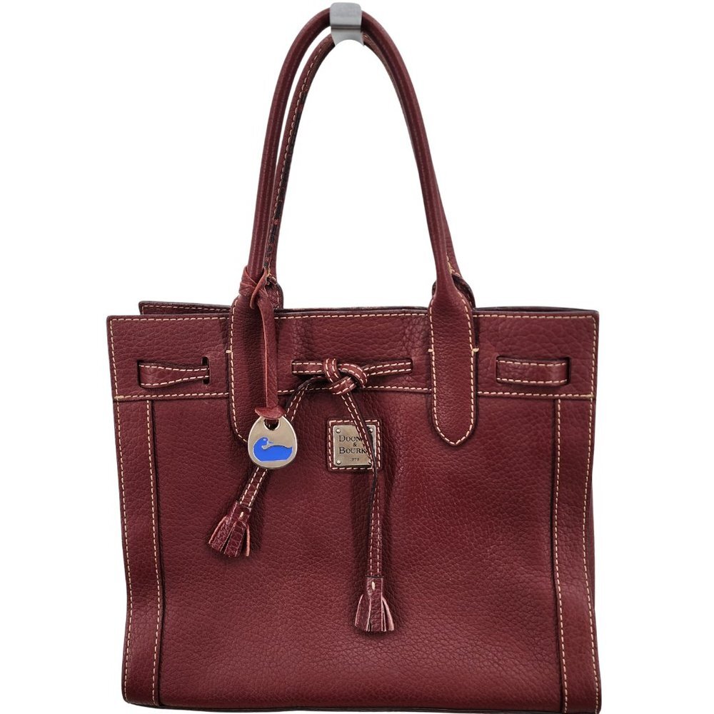 DOONEY & BOURKE East West Tassel Satchel Tote Burgundy Leather Bag Purse